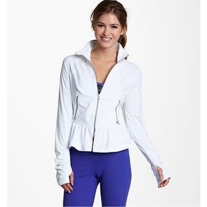 Zella Terra Nova White Peplum Full Zip Jacket Size Medium